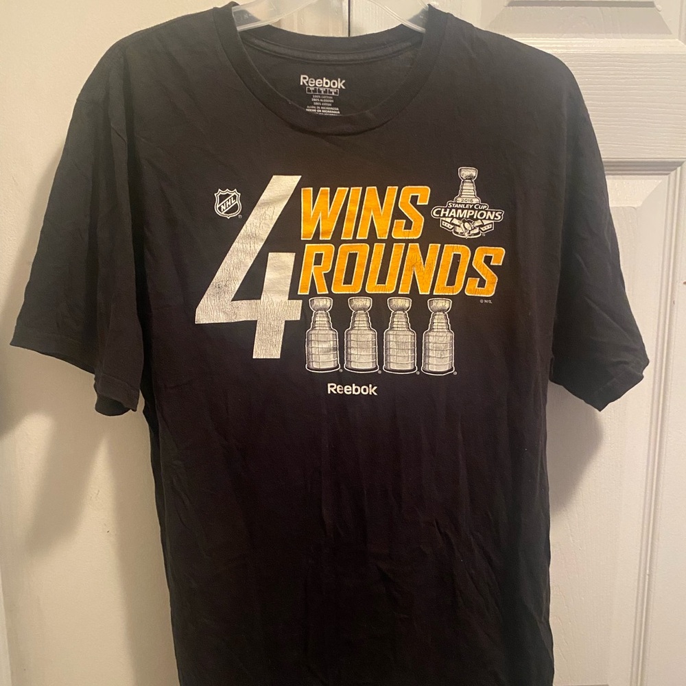 Pittsburgh Penguins 2016 4 wins rounds Stanley Cup Champion Reebok Black T-shirt